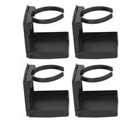 Bewinner Portavasos Plegable de 4 Piezas, Portavasos Retráctil Ajustable para Coche, RV, Barco, Montaje en Pared o Montaje Vertical con Tornillos y Pegatinas (Black)