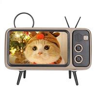 Bewinner PTH-800 Altavoz Bluetooth Retro Con Forma de TV Con Soporte, Estéreo de Sonido HD Para Teléfonos Móviles de Menos de 6 Pulgadas - Películas y Audición (Gris)