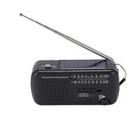 Bewinner Radio de Emergencia Portátil con Manivela Solar, Radio Meteorológica Am/FM/Corta/NOAA con Linterna LED, Banco de Energía de 1200 MAh con 5 Vías para Teléfono Inteligente, para (Black)