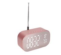 Bewinner Radio Despertador, Multifunción FM Radio Digital Despertador con Altavoz Bluetooth, Reducción de Ruido Despertador de Escritorio con Micrófono de Llamada HD(Oro Rosa)