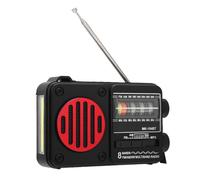 Bewinner Radio Portátil Am/FM/SW con Bluetooth |Batería de 800 MAh, Reproducción USB/AUX, Recepción Mejorada para Uso Doméstico y Exterior (Negro Rojo)