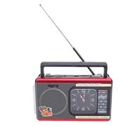 Bewinner Radio Portátil Am FM SW, Radio Vintage de Altavoz Retro Multifuncional con Reloj y Linterna, Radios de Transmisión Recargables para la Oficina en Casa Al Aire Libre (Enchufe de la UE)