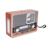 Bewinner Radio Retro Am FM SW con Panel Solar, Altavoz de Reloj Vintage Portátil Recargable por USB, Linterna, Unidad USB, Tarjeta TF, Reproductor de MP3 para Acampar en Casa para