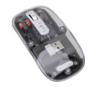 Bewinner Ratón de Computadora Transparente con Modo 2.4G BT1 BT2 3, Botón Silencioso, Configuración de 3 dpi, Luz de Respiración para iOS/OS X//OS (Grey)