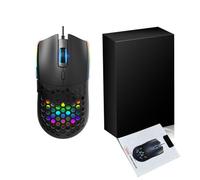 Bewinner Ratón Ergonómico para Juegos con Cable S500, Diseño Hueco, Ratón óptico USB Ligero de 6400 PPP con Retroiluminación RGB, 6 Botones Programables para PC Portátil, Plug and Play, Cable de 1,5
