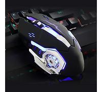 Bewinner Ratón Mecánico para Juegos con Cable, 6 Botones Programables con 4000 dpi, Rodillo de 4 Direcciones y Silencioso para PC/Mac Office, Deportes Electrónicos, Diseño