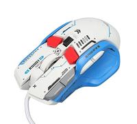 Bewinner Ratón Mecánico para Juegos con Cable, Programación Macro de 12800 dpi, Ratón para Juegos Retroiluminado RGB, Diseño Mecánico Genial para Jugadores, Blanco, Azul