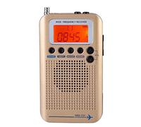 Bewinner Receptor Portátil de Radio de Banda de Avión VHF Grabadora de Radio de Banda Completa Receptor de Radio de Banda Completa Air/FM/Am/CB/SW/VHF, Pantalla LCD con Luz de Fondo(Oro)