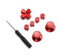 Bewinner Reemplazo de Joystick de Metal Dorado para Controlador, Accesorio de Botón de Agarre de Aleación de Aluminio con Destornillador, Sensación Táctil Ergonómica (Rojo)