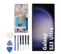 Bewinner Reemplazo de Pantalla 3088x1440 para S23 Ultra, Conjunto de Pantalla Táctil de Teléfono con Herramientas de Reparación para S23 Ultra 5G SM S918B Versión EU (Silver)