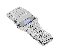 Bewinner Reloj de Aleación Digital LED para Hombre, Hebilla de Liberación Rápida, Estilo Informal de Negocios, Batería de Litio y Manganeso, a la Moda (Luz Azul Plateada LED)