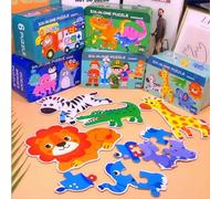 Bewinner Rompecabezas de Animales de Madera 6 en 1 para Niños, Juguete Educativo de Entrenamiento Cerebral con Números en la Parte Posterior, Colorido Rompecabezas de Aprendizaje para Niños