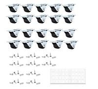 Bewinner Ruedas Pequeñas Silenciosas, Paquete de 20, Ruedas Fijas de Goma de 1,1 X 0,5 Pulgadas con Tornillos y Adhesivo, Pequeñas de Acero Laminado en Frío para Muebles de Bricolaje, Mini Rodantes