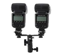 Bewinner Soporte de Doble Flash Soporte de Soporte de luz Negra Soporte de Paraguas de Flash de Zapata Doble Soporte de Soporte de luz para fotografía de Video y fotografía