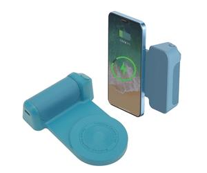 Bewinner Soporte Magnético para Manija de Cámara, Soporte de Carga Inalámbrica Bluetooth, Empuñadura para Teléfono, Soporte para Fotos con Manija para Teléfono Inteligente para Grabación (Azul)