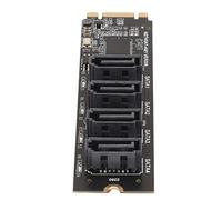Bewinner Tarjeta Adaptadora M.2 NVME a SATA, M2 KEYM NVME PCIE a Tarjeta de Expansión SATA3.0 de 4 Puertos, Tarjeta Adaptadora M.2 NVME a SATA para Ordenadores PC, Servidores