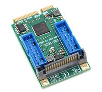 Bewinner Tarjeta Adaptadora Mini PCI-E a USB 3.0, Tarjeta Elevadora de Expansión de Panel Frontal USB 3.0 de 19 Pines con Cable de Alimentación, Convertidor de Puerto Interno para XP/2003/Vista