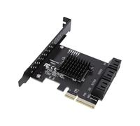 Bewinner Tarjeta Controladora PCIe 4X a 6 Puertos 3.0, Tarjeta de Expansión Adaptadora HDD SSD de 6Gbps con Chip Realtek RTL9100, para Sistemas 10 11