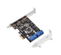Bewinner Tarjeta de Expansión PCI-E a USB 3.0 de 19 Pines, Adaptador Interno USB 3.0 de 2 Puertos con Soporte de Perfil bajo, 4 Módulos de Alimentación Independientes y Condensadores Sólidos para PC