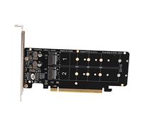Bewinner Tarjeta de Expansión PCIE X16 a M.2 M Key, Adaptador de Matriz NVMe SSD de 4 Puertos, Compatible con 2242/2260/2280/22110, Indicador LED para Servidor 2U