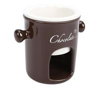 Bewinner Taza de Cerámica para Derretir Chocolate con Vela de té y Tenedor - Taza de Fondue para Queso, Caramelo, Helado, Postres sin Gluten, Blanco, 31.5 Oz, Se Calienta con Vela de té, Fácil de