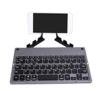 Bewinner Teclado BT Plegable con Soporte de Teléfono, Tamaño de Bolsillo Portátil Teclado Inalámbrico Plegable para Teléfonos, Tableta, 140 MAh Recargable (Gris Negro)