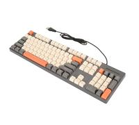 Bewinner Teclado con Cable de 104 Teclas, Lindo Teclado para Juegos con Vibrantes Teclas de 3 Colores, Diseño Ergonómico, 12 Teclas de Función Multimedia para Win/OS X (Grey)