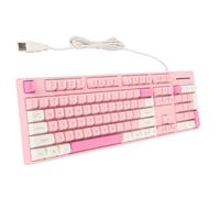 Bewinner Teclado con Cable de 104 Teclas, Lindo Teclado para Juegos con Vibrantes Teclas de 3 Colores, Diseño Ergonómico, 12 Teclas de Función Multimedia para Win/OS X (Pink)