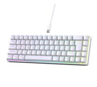 Bewinner Teclado de Idioma Dual Inglés Ruso, Teclado Mecánico para Juegos con Cable de 68 Teclas con Retroiluminación RGB 18 Modos Tipo C Diseño Ergonómico para PC Portátil (White)