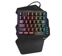 Bewinner Teclado de Juegos de una Mano, Teclado de Juego Profesional retroiluminado de Colores con Teclas Multimedia para 2000/XP/ME/7/8 para Vista para Androed para Linux, Teclado mecánico