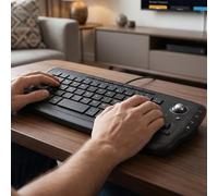 Bewinner Teclado de Ratón Trackball, Combinación de Teclado de Ratón Trackball Inalámbrico de 2,4 GHz, Mini con Rueda de Desplazamiento de para PC, Android TV Box,