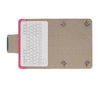 Bewinner Teclado Inalámbrico con Estuche de Cuero, Teclado Portátil a Prueba de Agua de 10 Pulgadas con Soporte de Estuche de Cuero Rojo Rosa para Computadora/Computadora de Escritorio/PC