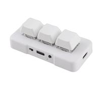 Bewinner Teclado Macro Programable Retroiluminado RGB de 3 Teclas USB Plug and Play Mini Teclado Mecánico para Juegos para Computadora (White)