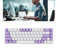 Bewinner Teclado Mecánico de 68 Teclas Interruptor Azul Hot Swap N Key Rollover RGB Retroiluminado USB C Teclado con Cable para 2000 ME 7 8 10, Base Blanca, Tema de Arándano
