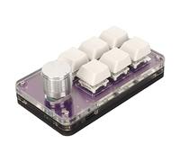 Bewinner Teclado Mecánico Macro de 6 Teclas, Teclado con Cable USB RGB con Perilla, Teclado Totalmente Programable con una Mano para Laboratorio de Juegos de Oficina (Púrpura Transparente)