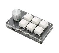 Bewinner Teclado Numérico Mecánico de 6 Teclas con Perilla, Mini Teclado Programable de Modo Dual USB Bluetooth, para Juegos con una Sola Mano para PC, Blanco (White)