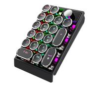 Bewinner Teclado Numérico Mecánico Retro de 19 Teclas, Teclado Numérico Inalámbrico Bluetooth 2.4G USB C Intercambiable en Caliente, Mini Retroiluminado RGB con Perilla