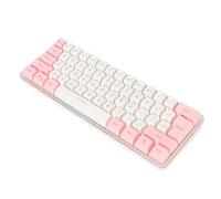Bewinner Teclado para Juegos con Cable 60%, Mini Compacto Retroiluminado RGB de 61 Teclas, Teclado Ergonómico con Sensación Mecánica Imitada para Escribir en la Oficina de Juegos (Rosa Blanco)