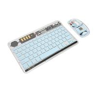 Bewinner Teclado y Ratón Bluetooth Inalámbricos, Combinación de Teclado y Ratón Recargable con Retroiluminación RGB de Modo Dual, Teclado Transparente Compatible con Múltiples (Azul)
