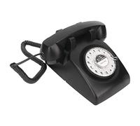 Bewinner Teléfono con Cable Retro Soporte de Marcación Giratoria Rellamada Tono de Llamada Mecánico Teléfono de Escritorio Vintage con Altavoz - Fijo Antiguo Negro para el Hogar, Oficina, Bar, Hotel