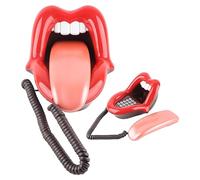 Bewinner Teléfono de mesa grande con lengua roja con calidad de sonido transparente para decoración del hogar, teléfono de oficina para comunicación suave