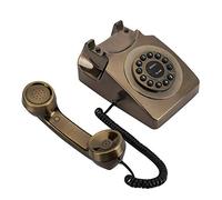 Bewinner Teléfono Fijo de Bronce Antiguo, Teléfono de Escritorio, Vintage de Oficina en Casa con Marcación de Botones, Sonido Claro, Almacenamiento de Números, Diseño Portátil