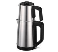 Bewinner Tetera Eléctrica Turca, Tetera Turca Eléctrica, Automática de Doble Olla de Acero Inoxidable con Función de Mantener Caliente, Incluye Filtro y Base para el Hogar, Oficina,