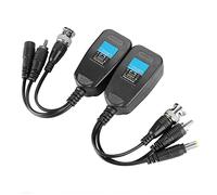 Bewinner Transceptor Balun de Audio y Vídeo de Potencia Pasiva HD CVI TVI AHD, Paquete de 2 Adaptadores BNC a Bloque de Terminales, Transmisión de 1000 Pies para Cámaras de Seguridad 720P/1080P,