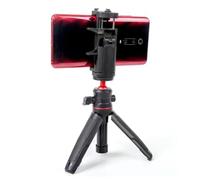 Bewinner Trípode Portátil para Palo Selfie, Soporte de Escritorio con Cabezal de Bola de Metal Giratorio de 360°, Puerto de Expansión de 1/4 de Pulgada, para Teléfono y Cámara sin Espejo (Black)