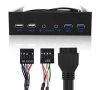 Bewinner USB3 Extensión del Panel Frontal HD USB 3.0 + USB 19PIN Extensión de Audio HD Panel Frontal 2.0 4.8Gbps SuperSpeed Audio Extension Panel Frontal para WinXP / 2003 / Vista / 2008/7
