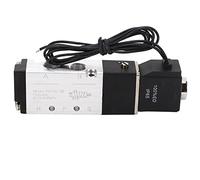Bewinner Válvula Solenoide Neumática 4V110-06 de 2 Posiciones y 5 Vías, 0,15-0,8 MPa DC12 V con Cable, Válvula de Aire de Aleación de Aluminio IP65 para Automatización Industrial (DC12V)