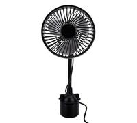 Bewinner Ventilador con Portavasos para Automóvil, Ventilador Portátil para Vehículos de 3 Velocidades con Rotación de 360 °, Cuello de Cisne Flexible, Alimentado por USB, bajo Ruido