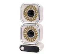 Bewinner Ventilador de Escritorio Silencioso, Cabezales Duales, 100 Velocidades, Pequeño Ventilador USB Giratorio de 360 grados para Dormitorio, Color Beige