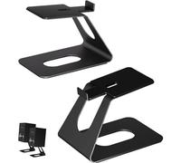 BEWISER Soportes de altavoces de escritorio para altavoces de metal de tamaño mediano de 3 a 4 pulgadas, altavoces de PC, altavoces de juegos, capacidad de peso de hasta 12 libras, negro (par)